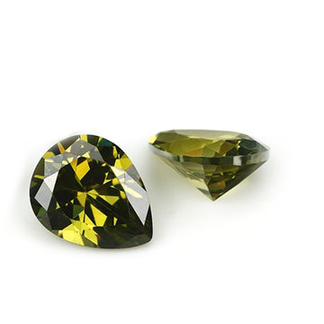 Pear Dark Peridot CZ Loose Gemstones (Pack of 5)